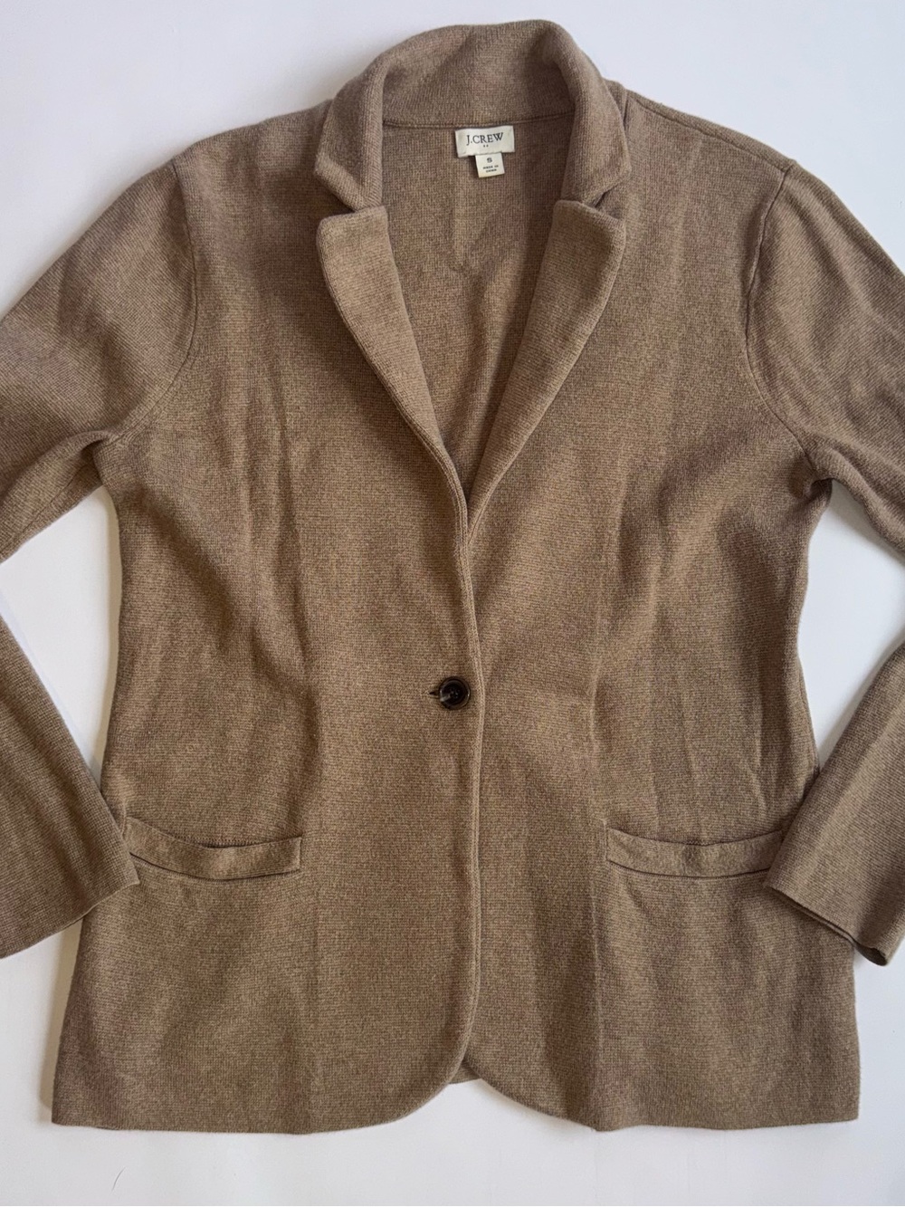 J.Crew Women’s 100% Cotton Schoolboy Sweater-Blazer Beige Women’s Small